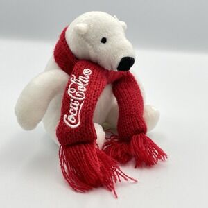 Coca Cola Polar Bear Mini Plush Red Scarf Coke 4" Stuffed Animal Holiday‎
